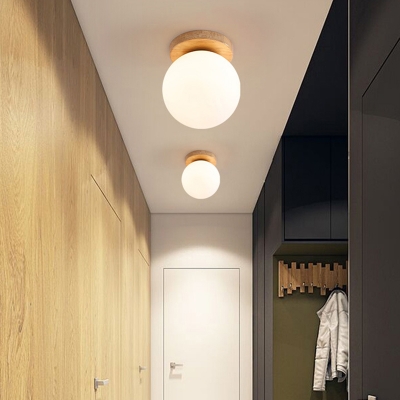 1 Light Modern Ceiling Fixture Glass Globe Shade Flush Mount Ceiling Light for Hallway