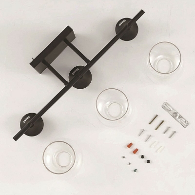 3 Lights Industrial Metallic Vanity Mirror Lights Black Down Lighting Wall Light Sconce with Glass Cup Shade