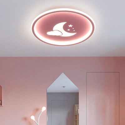 Acrylic Moon and Circle Shade Ceiling Light with 1 LED Light Flush-mount Light for Bedroom