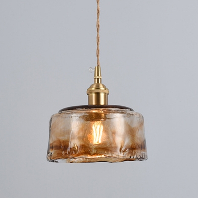Amber Geometric Hanging Light Designers Style Faded Glass 1 Bulb Accent Pendant Lamp