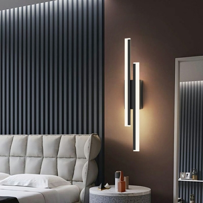 Black Acrylic Sticks Sconce Lighting 25.5 Inchs Height Minimalist LED Wall Mount Light Fixture for Corridor
