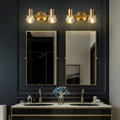 Brass Metallic Vanity Lighting Globe Glasss Shape Modern Wall Mount Light Fixture for Bathroom