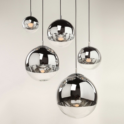 Bubble Design 1-Head Pendant Modern Living Room Mirror Glass Suspension Lighting