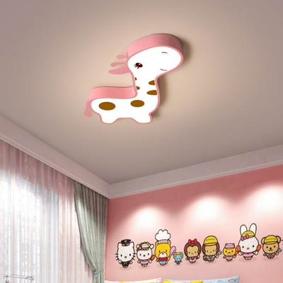 Cartoon Deer Kids Bedroom Flushmount Light Metal Shade LED 1-Head Ceiling Light