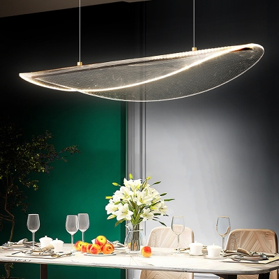 Clear Acrylic Shade Island Light Arched Shape LED Island Fixture for Modern Dining Room