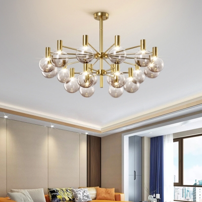 Nordic Ball Chandelier Light with Sputnik Design Clear Glass Multi Light Pendant for Living Room