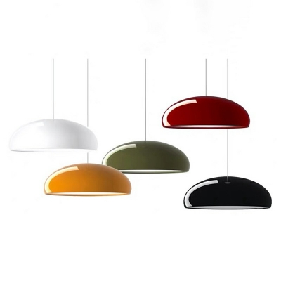 Nordic Macaroon Dome Shade Hanging Light Single Light Polished Aluminum Lighting Fixture for Kitchen