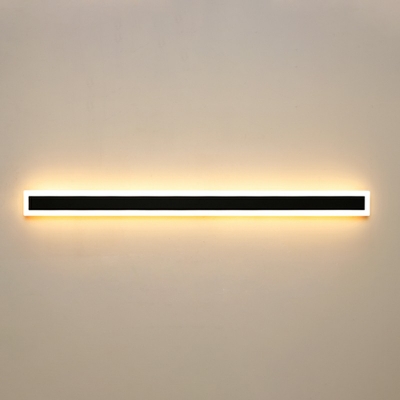 Outdoors Black Bar Shaped Flush Wall Sconce Simplicity LED Metal Wall Lighting