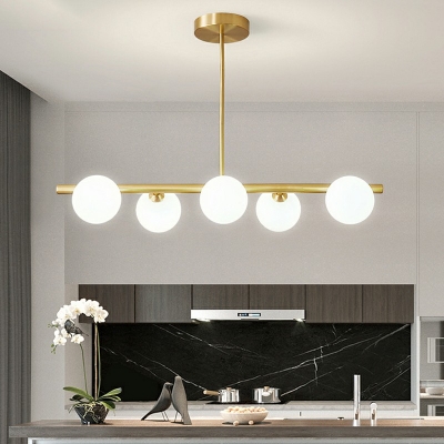 Post-Modern Molecule Island Lighting Brass Arm Kitchen Bar Pendant Lamp with Glass Globe