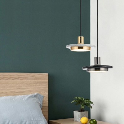 Round Macaron Shade Pendant Nordic Bedroom Iron 8 Inchs Wide Hanging Lamp in Warm Light