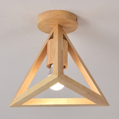 Semi Flush Mount Lighting Metal Nordic 1 Light Semi-Flush Mount Ceiling Light in Wood for Corridor