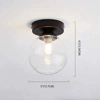 Simplicity Ceiling Light with 1 Bi-Bulb Glass Globe Shade Flush Mount Ceiling Fixture for Hallway