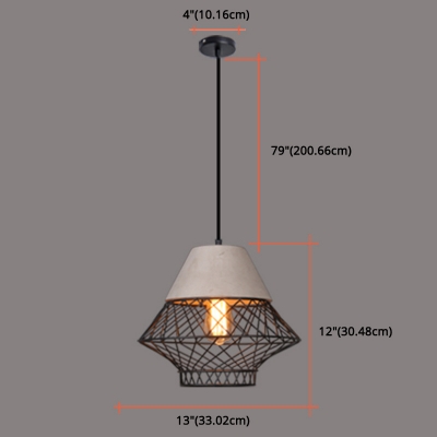 1 Light Pendant Light Modern Wire Cage Shade Dining Room Hanging Lamp