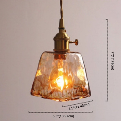 Amber Alabaster Glass Pendant Lighting Vintage Style 1 Light Bedroom Hanging Lamp