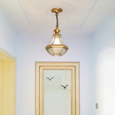 Colonial Simplicity Hanging Light with 1 Light Glass Shade Metal Circle Ceiling Mount Single Pendant for Bedroom