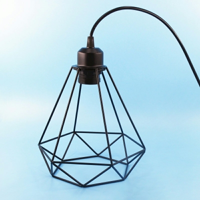 Dining Table Diamond Cage Pendant Light Metal Industrial 8 Inchs Wide Black Finish Hanging Light