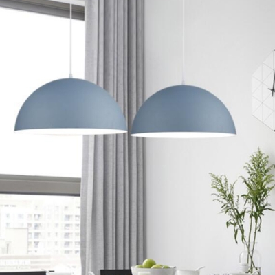Dome Shade Macaron Pendant Nordic Living Room Aluminum 1-Head Hanging Lamp