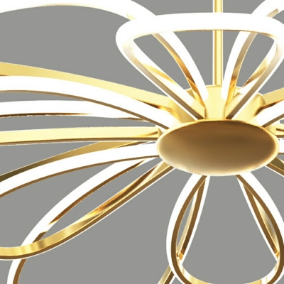 Flower Hanging Pendant Light Contemporary Metal Chandelier Pendant Light in Gold