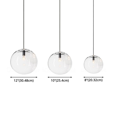 Globe Shaped Restaurant Ceiling Pendant Lamp Glass 1 Head Minimalistic Suspension Light for Kitchen