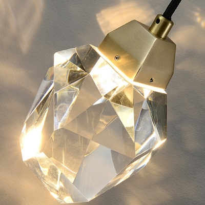 Gold Stone Shaped Wall Light Fixture Simplicity Crystal 1 Head Bedside Wall Hanging Lamp in Warm Light
