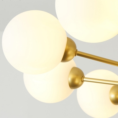Golden Molecular Chandelier Lighting Postmodern Opal Glass Hanging Pendant Light for Living Room with 19.5 Inchs Height Adjustable Cord
