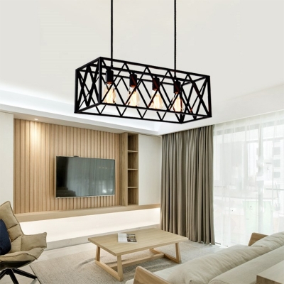 Industrial Pendant Metal Ceiling Mount Cage Metal Shade Billiard Fixture for Living Room