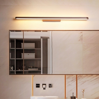 Linear LED Wall Vanity Light Nordic Metal Bathroom Wall Lighting with Acrylic Shade in Coffee