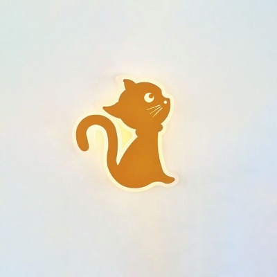 Lovely LED Wall Lamp with Cat Acrylic Slim Panel Sconce Light in Warm for Boy Girl Bedroom