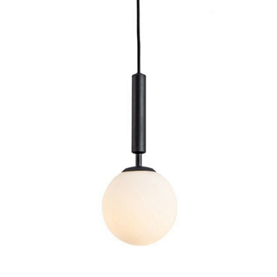Metal Cord Modern Living Room Pendant Globe White Glass 1-Head Suspension Lighting
