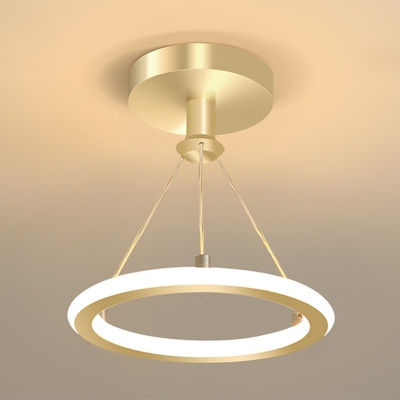 Metal Modern Semi-Flushmount Light Ring LED 1-Light Ceiling Light