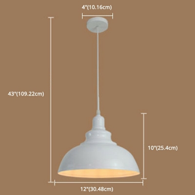 Metal Shade Industrial Living Room Pendant Dome Shaped 1-Bulb Hanging Lamp