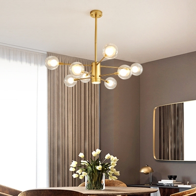 Milky Glass Ball Shade Chandelier Post Modern 27.5 Inchs Height Ceiling Pendant Light for Bedroom