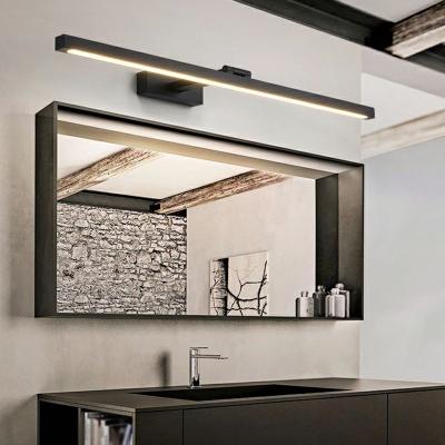 Minimalist LED Vanity Light Fixture Linear Metal Bathroom Wall Lighting in Black