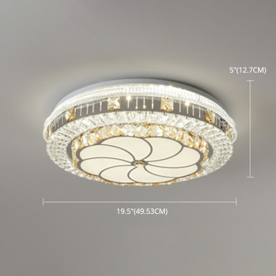 Modern Ceiling Light with 1 LED Light Crystal Circle Shade Flush Mount Ceiling Light for Living Room