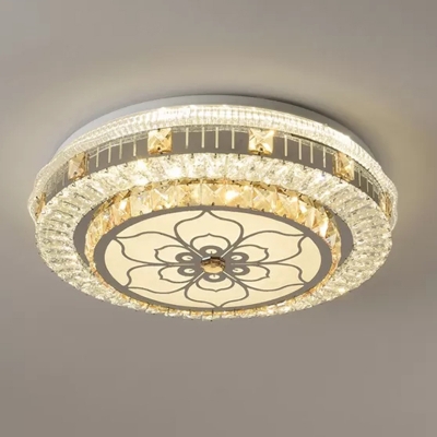 Modern Ceiling Light with 1 LED Light Crystal Circle Shade Flush Mount Ceiling Light for Living Room