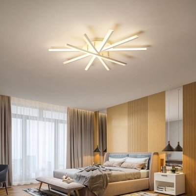 Modern Ceiling Light with LED Light Metal Ceiling Mount Acrylic Linear Shade Semi Flush for Bedroom