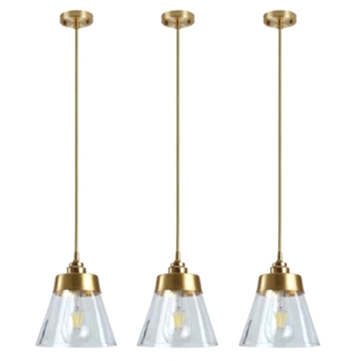 Modern Dining Room 1-Bulb Pendant Cone Clear Glass Hanging Lamp