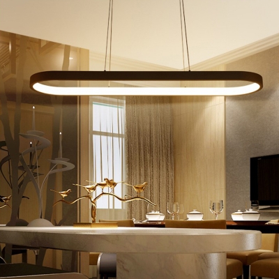 Oval Simplicity Island Pendant Minimalist Dining Room Metal LED 1-Light Island Light