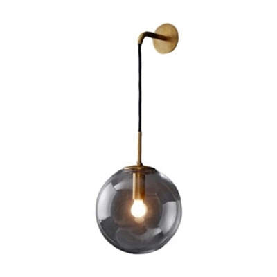 Postmodern Single Wall Hanging Light Gold Ball Wall Lamp with Clear Glass Shade