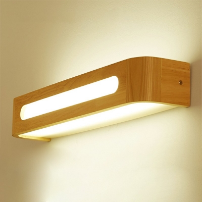 Rectangle Modern Wall Mounted Lamp Bathroom Light Wood LED Vanity Sconce