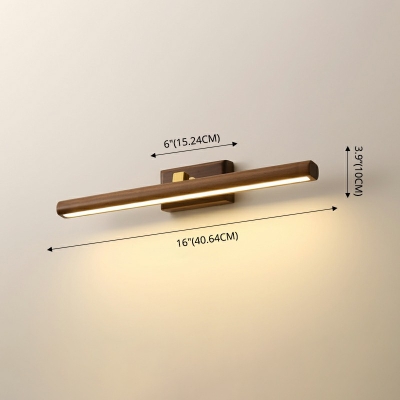 Walnut Angle Adjustable Bathroom Light Dark Wood Bar Chinese Style Led Vanity Lamp for Makeup in Natural Light