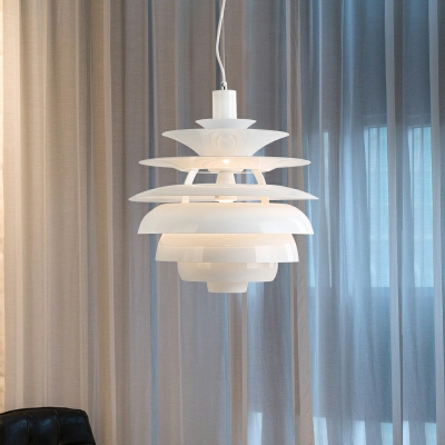 Aluminum Alloy Hanging Light Creative Pine Tree Shaped 16 Inchs Wide Post-modern Lighting Pendant for Bedroom in White