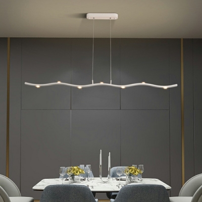 Aluminum Shade Linear Island Light Modern Living Room LED 49.5 Inchs Long Island Fixture