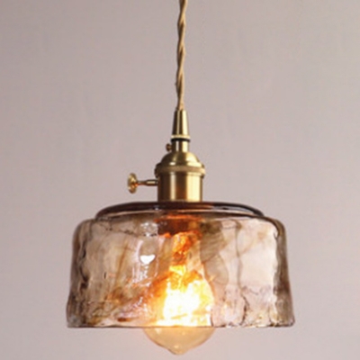 Amber Alabaster Glass Pendant Lighting Vintage Style 1 Light Bedroom Hanging Lamp