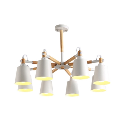 Burst Chandelier Lamp Post-Modern Metal Barrel Shade Hanging Light Fixture for Living Room with 12 Inchs Height Adjustable Cord