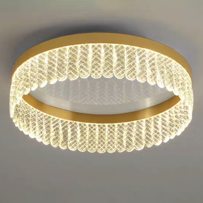 Clear Crystal Shade Ceiling Light with 1 LED Light Flush Mount Ceiling Fixture for Bedroom