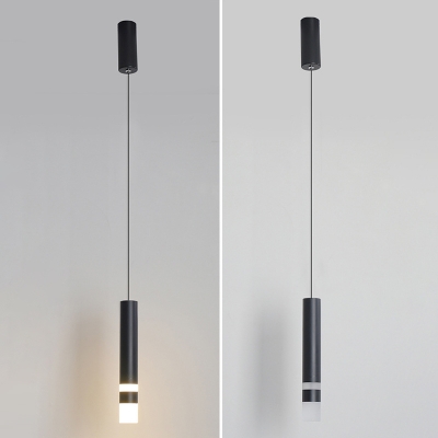 Cylinder LED Pendant Lighting Contemporary Aluminum 1 Light Track Lights in Black Finish