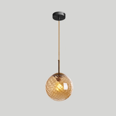 Geometric Pendant Lamp Contemporary Striped Glass Lighting Fixture in Brass for Kitchen