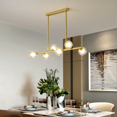 Glass Globe Shape Island Light Industrial Style Bar 24.5 Inchs Height Island Pendant for Dinning Room