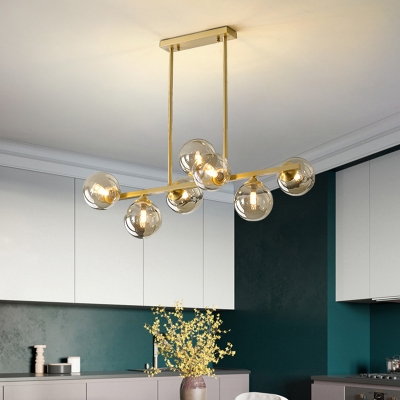 Glass Shade Contemporary Island Fixture Metal Ceiling Mount Island Pendant for Bedroom